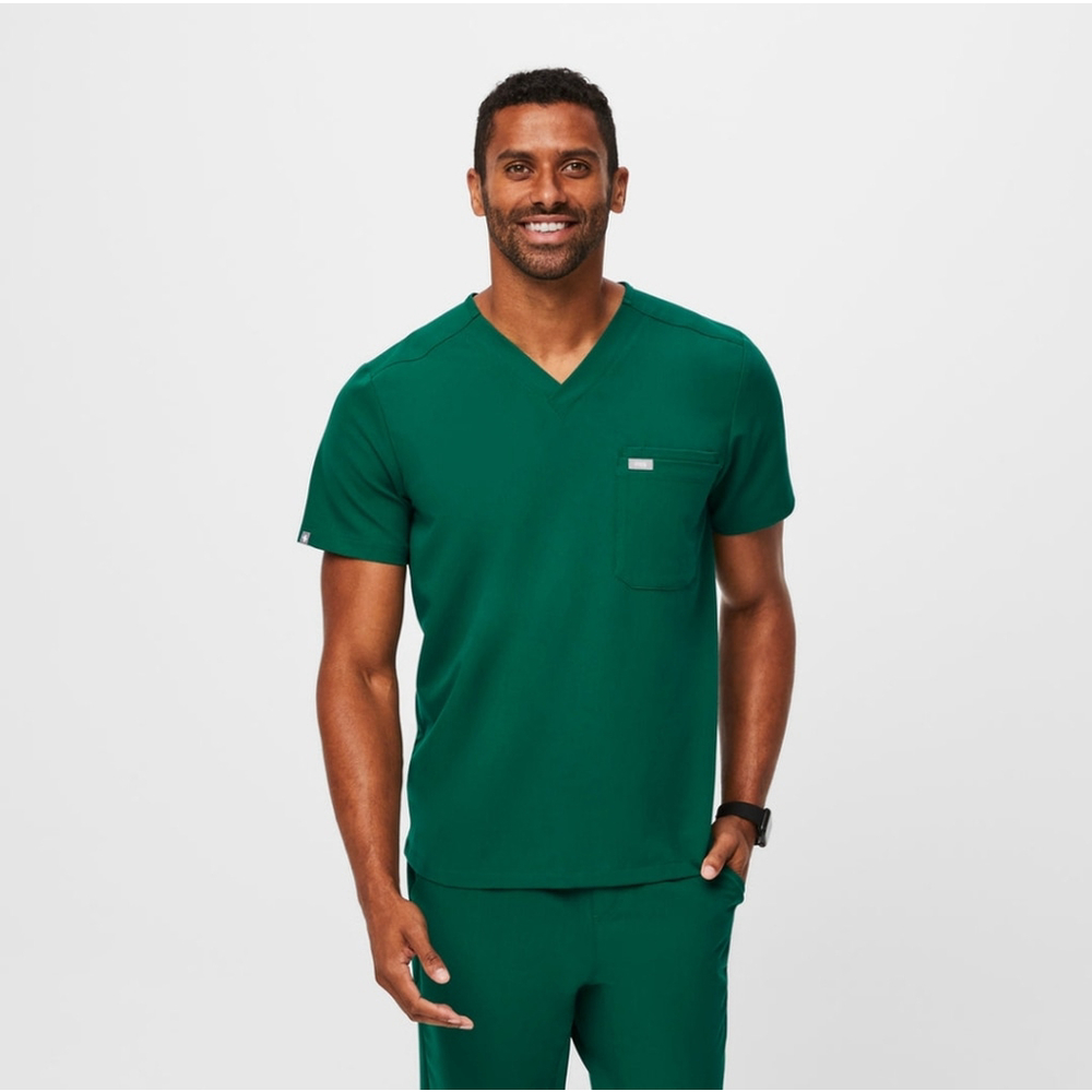 Figs Green V-Neck Medical Scrub Shirt